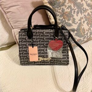 Juicy Couture Black and Gray Satchel with Graphic Print